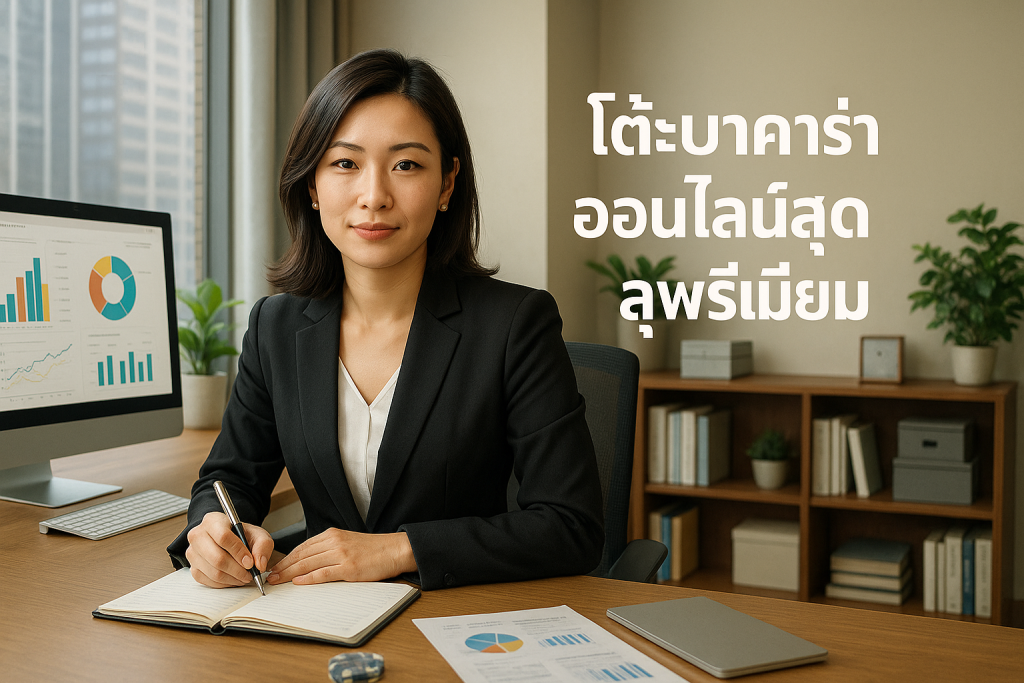 โต๊ะบาคาร่าออนไลน์สุดพรีเมียม ดีลเลอร์ผู้ใหญ่ในคาสิโนสีทองเขียว เหมาะกับเว็บบาคาร่า